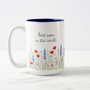 Best Mum in the World Mug with Colourful Wildflowe