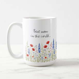 Best Mum in the World Mug with Colourful Wildflowe
