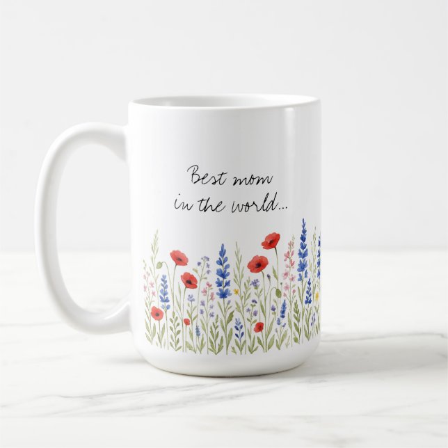 Best Mum in the World Mug with Colourful Wildflowe (Left)