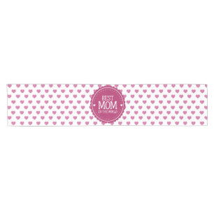 Best Mum in the World Pink Hearts and Circle Short Table Runner