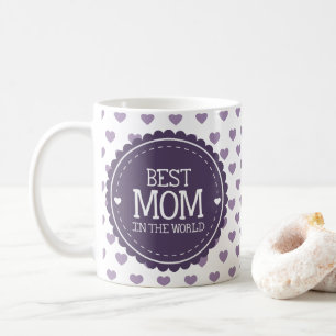 Best Mum in the World Violet Hearts and Circle Coffee Mug