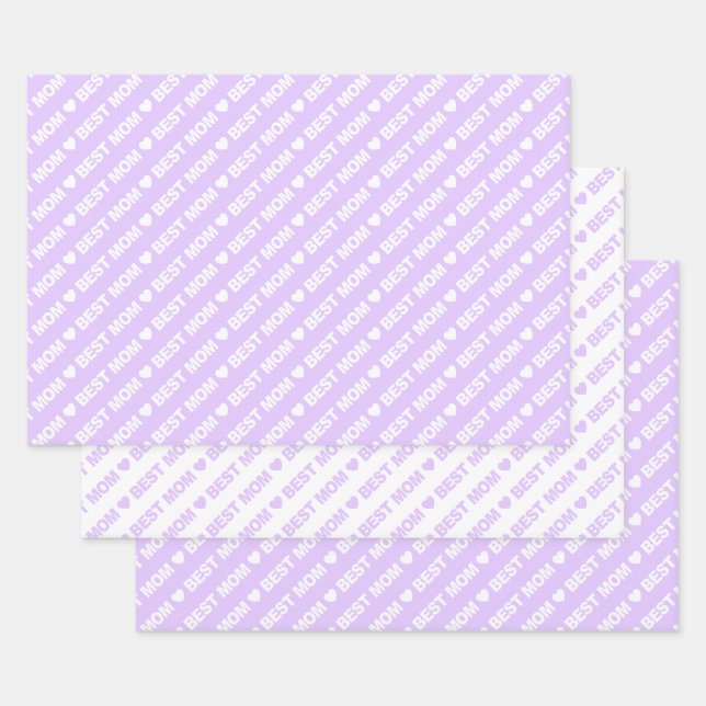Best Mum Lilac and White Wrapping Paper Sheets (Set)