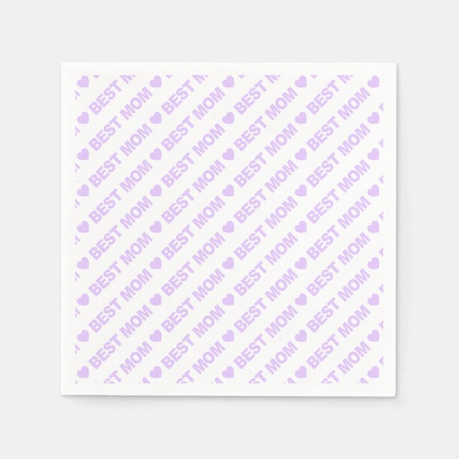 Best Mum Lilac on White Paper Napkin (Front)