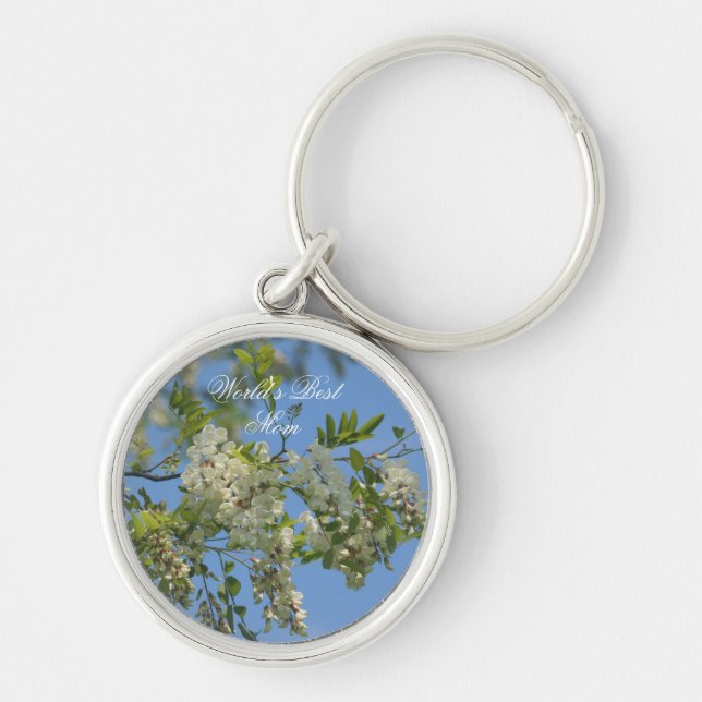 Best Mum Locust Blossoms Flower Keychain (Front)