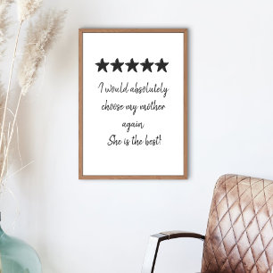 Best Mum Love 5 Star Review Custom Text Poster