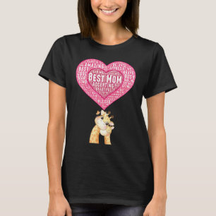 Best Mum Mama Giraffe Baby Giraffe Snugging Heart T-Shirt