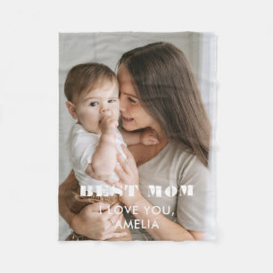 Best Mum Modern Foliage 1 Custom Photos Mother  Fleece Blanket