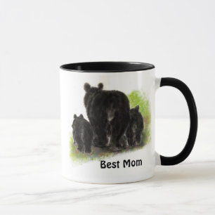 Best Mum , Mother, Cute, Black Bear Animal Mug