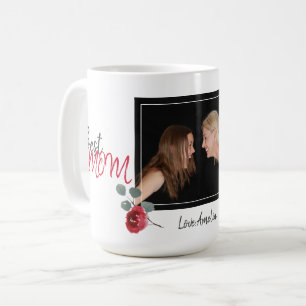 Best Mum Mother`s Day Watercolor Floral Photo Coffee Mug