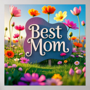 Best Mum Mother's Day Flower Garden Poster