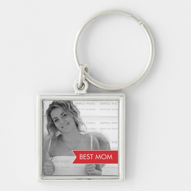 Best Mum Mothers Day Photo White Red Banner Key Ring (Front)