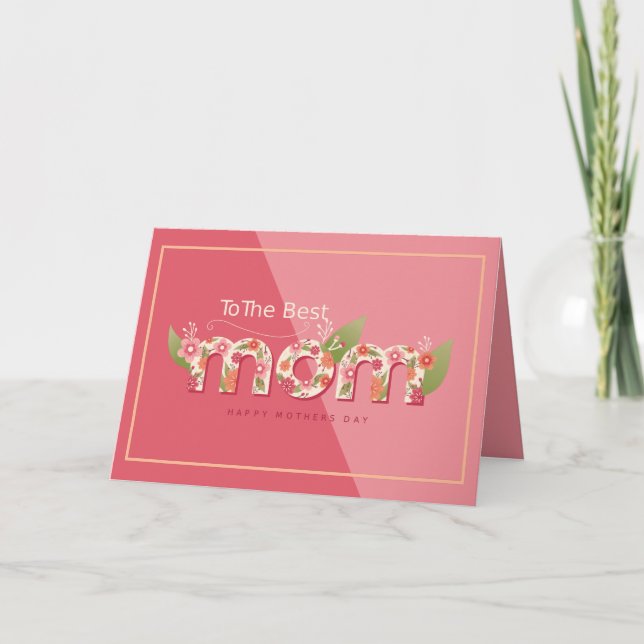 Best Mum Mothers Day pink floral Card (Front)