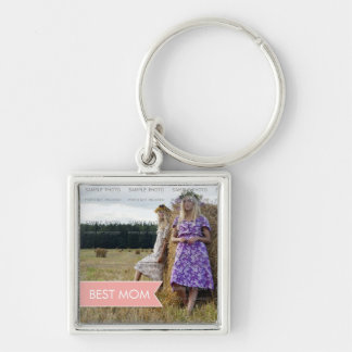 Best Mum Mothers Day White Pink Banner Photo Key Ring