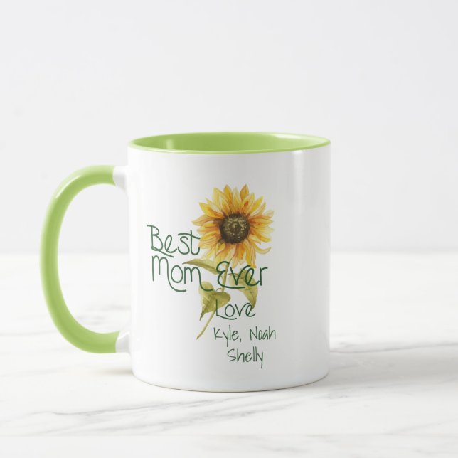 Best Mum #mothersday Personalised Sunflower Gift  Mug (Left)