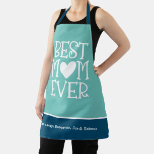 Best Mum Mum Ever Heart Teal Turquoise Apron