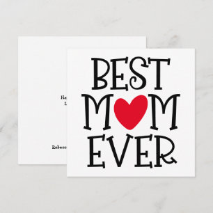 Best Mum Mum Ever Red Heart Black Text Holiday Card