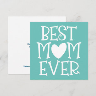 Best Mum Mum Ever Red Heart White Text Teal Holiday Card
