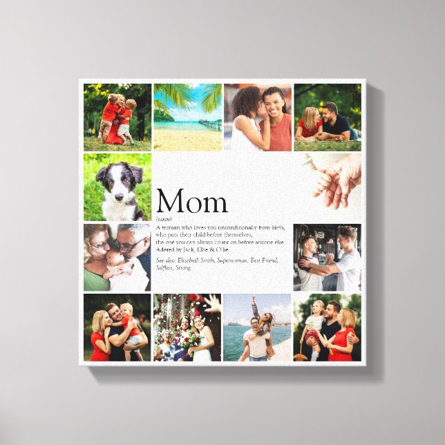 Best Mum, Mum, Mama Definition 12 Photo Collage Canvas Print (Front)