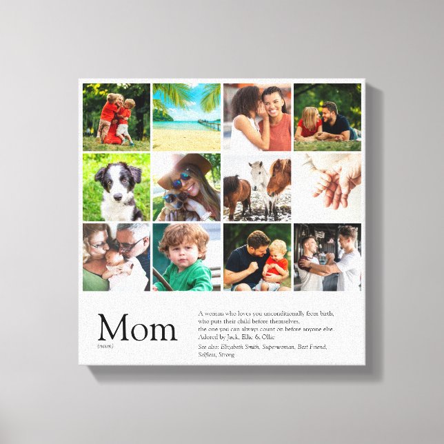 Best Mum, Mum, Mama Definition 12 Photo Collage Canvas Print (Front)