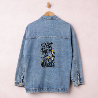 Best Mum On Two Wheels With Crown - Mothers Day Denim Jacket