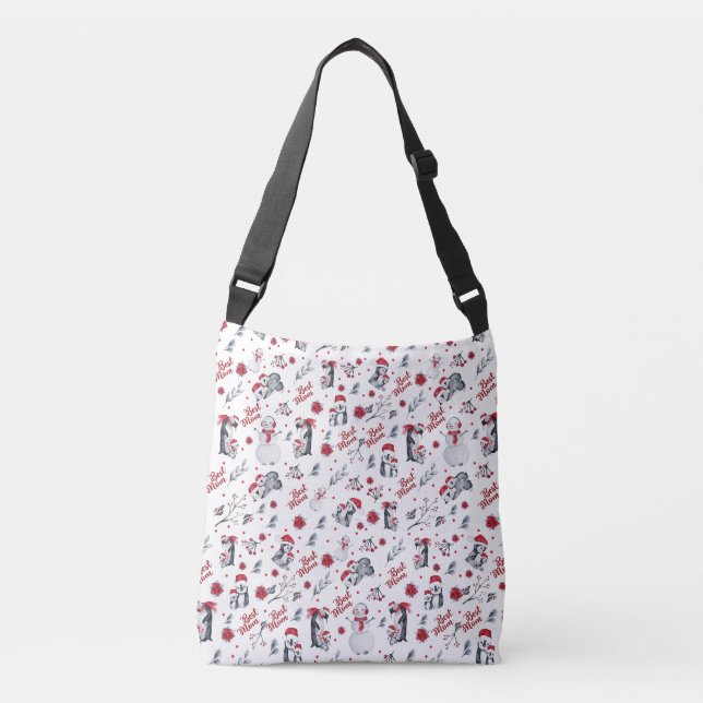 Best Mum Penguin Christmas pattern Crossbody Bag (Front)