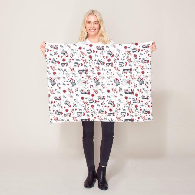 Best Mum Penguin Christmas pattern Fleece Blanket (In Situ)