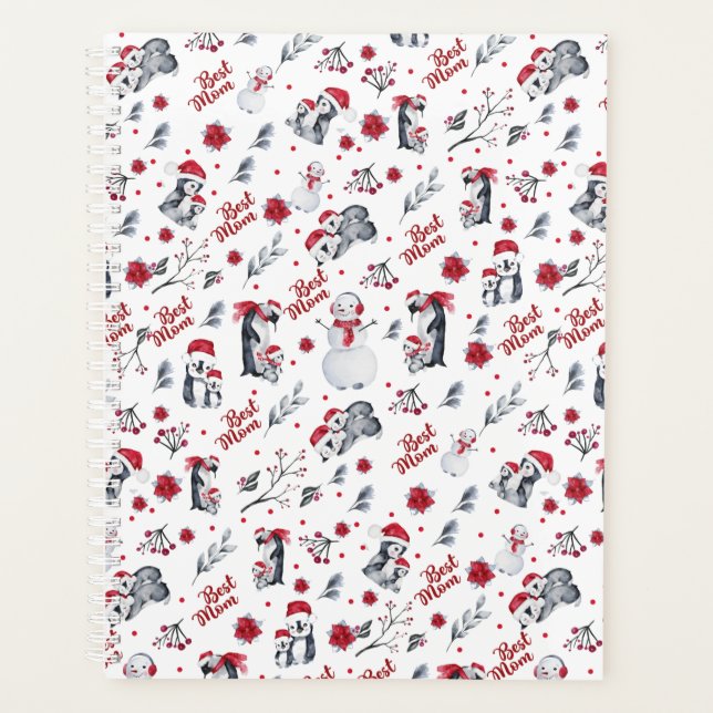 Best Mum Penguin Christmas pattern Planner (Front)