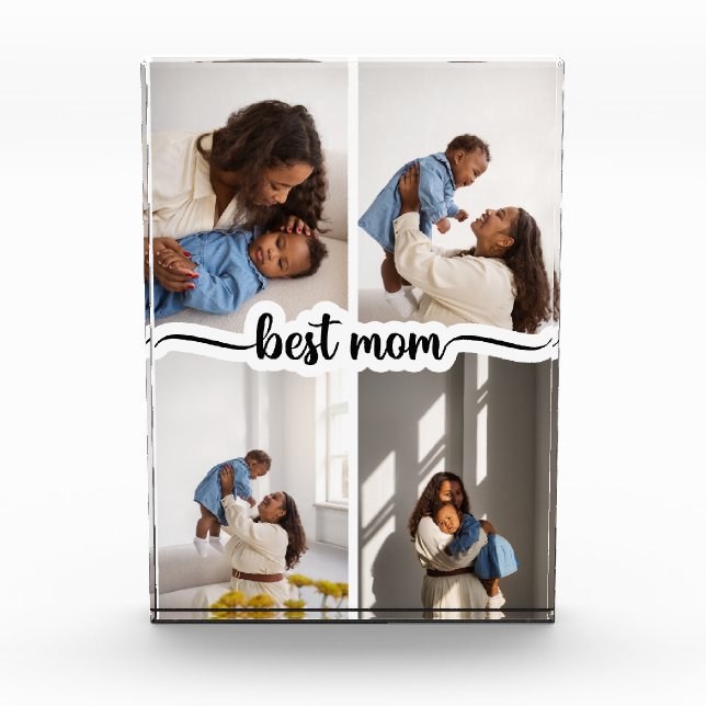 Best Mum Personalised 4 Photo Collage Block (Front)