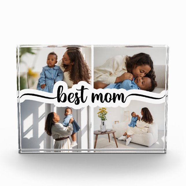 Best Mum Personalised 4 Photo Collage Block (Front)