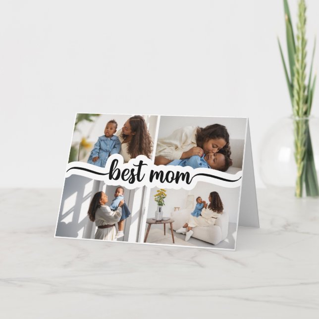 Best Mum Personalised 4 Photo Collage Card (Front)