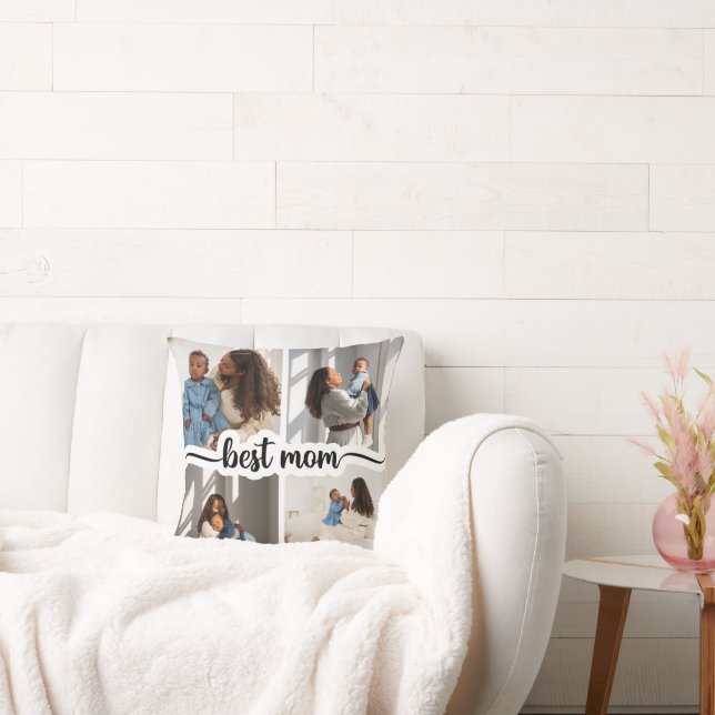 Best Mum Personalised 4 Photo Collage Cushion (Couch)