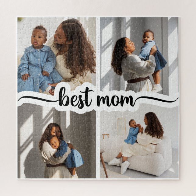 Best Mum Personalised 4 Photo Collage Jigsaw Puzzle (Vertical)