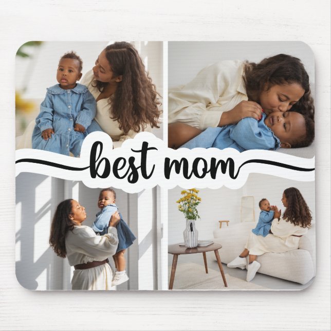 Best Mum Personalised 4 Photo Collage Mouse Mat (Front)