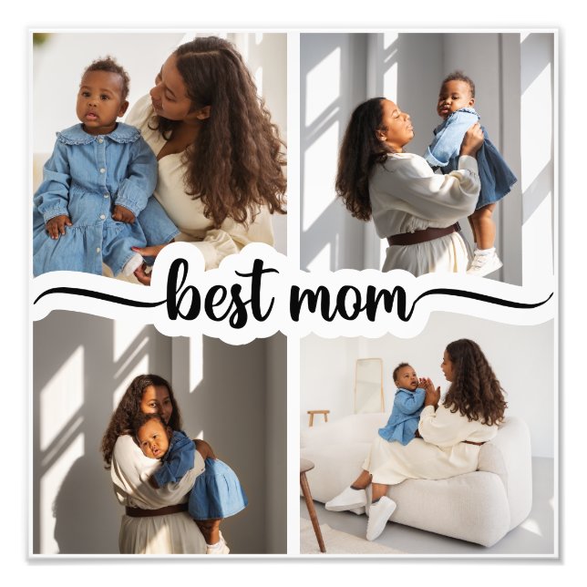 Best Mum Personalised 4 Photo Collage Print (Front)