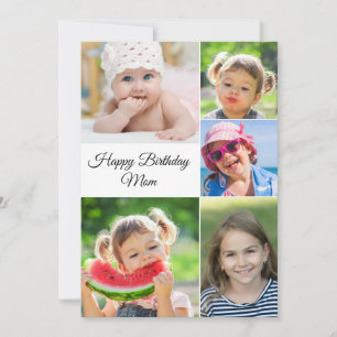 Best Mum Photo Collage Birthday Flat Card