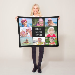 Best Mum Photo Collage Fleece Blanket