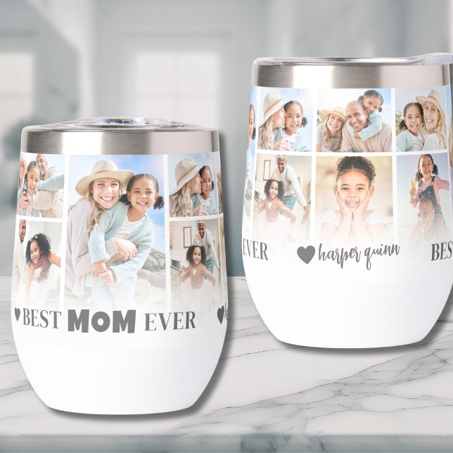 Best Mum Photo Collage Mothers Day (Best Mom Photo Collage Mothers Day Thermal Wine Tumbler)