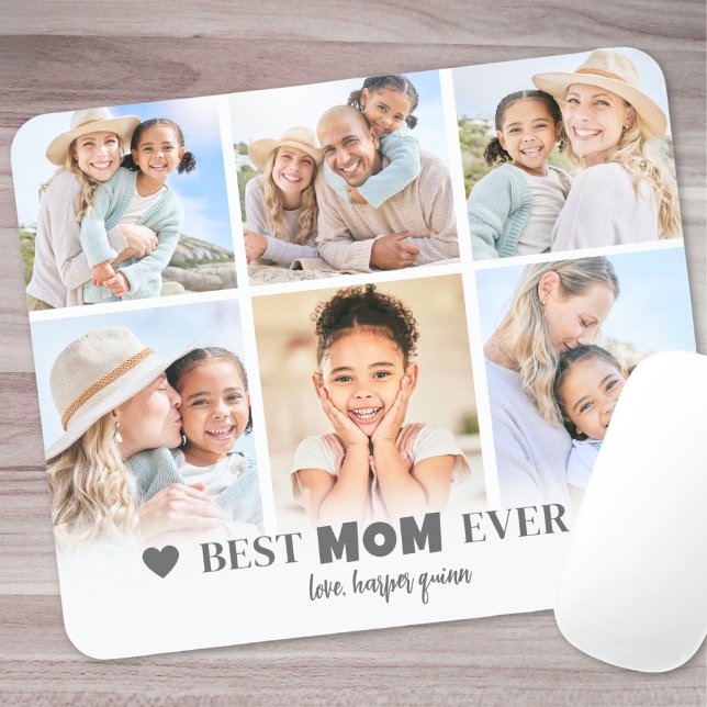 Best Mum Photo Collage Mouse Mat (Best Mom Family Photo Collage Mouse Pad)