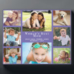 Best Mum Photo Collage Purple Plaque<br><div class="desc">Give the world's best mum the gift of a custom multi-photo collage plaque that she will treasure for years. You can personalise with eight photos of children, other family members, pets, etc., personalise the expression "World's Best Mum" and whether she is called "mum, " "mummy, " "mama, " etc., and...</div>