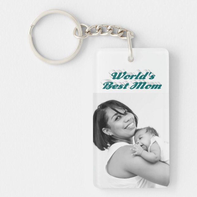 Best Mum photo green text   Key Ring (Front)