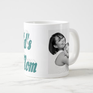 Best Mum photo green text Large Coffee Mug