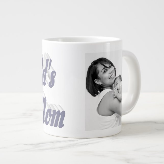 Best Mum photo grey text Large Coffee Mug (Front Right)