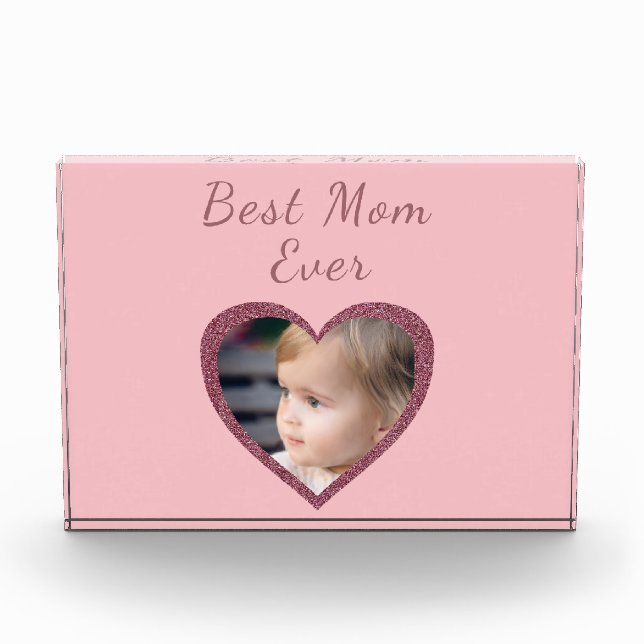 Best Mum Pink Hearts Custom Kids Photo Block (Front)