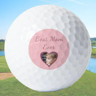 Best Mum Pink Hearts Custom Kids Photo Golf Balls