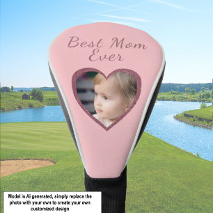 Best Mum Pink Hearts Custom Kids Photo Golf Head Cover