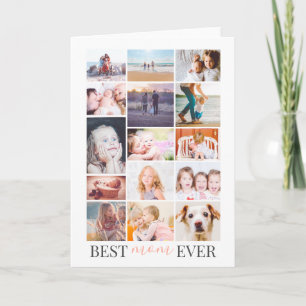 Best mum pink mother's day 15 photo collage grid card