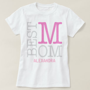 Best Mum Pink Silver Glitter Name Personalised T-Shirt