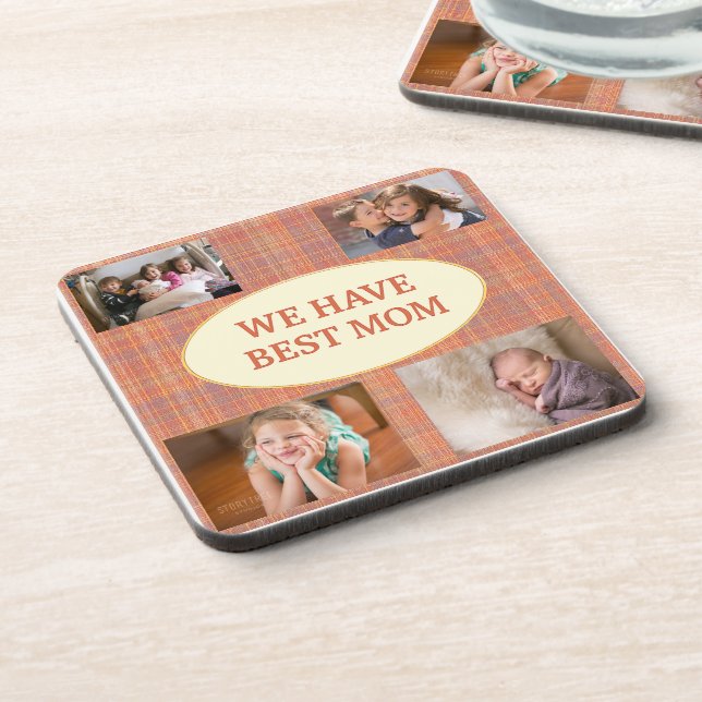 Best Mum Plaid Tribute Coaster (Left Side)