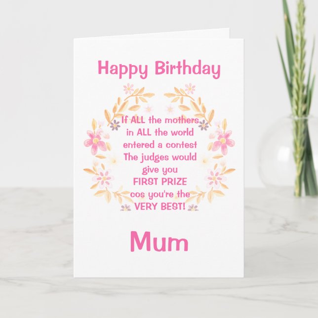 Best Mum Poem Happy Birthday Card (Front)