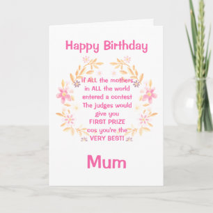 Best Mum Poem Happy Birthday Card